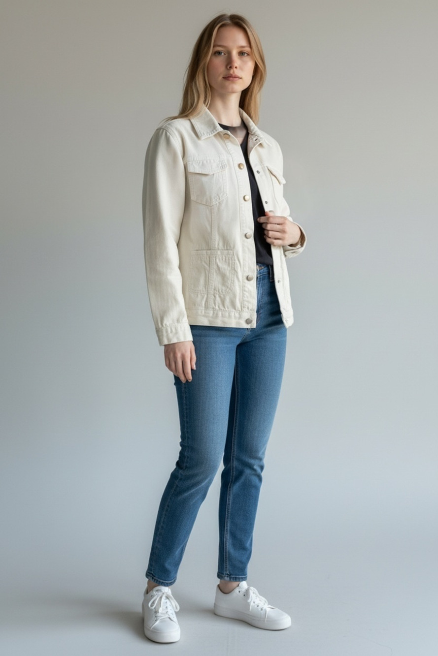 Caribbean Joe Off White Corduroy Button Down Jacket